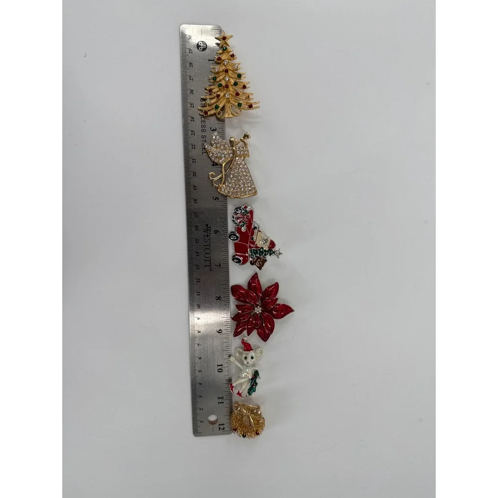 Monet MYLU Brooch Pin Set Women Multicolor Christmas Tree Angel Poinsettia Lot